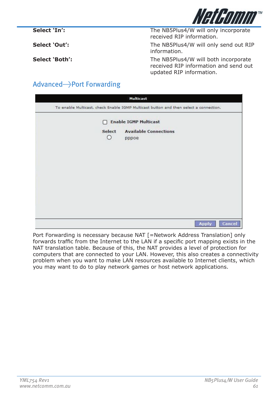 Advanced>port forwarding | Nortel Networks NB5PLUS4/W User Manual | Page 61 / 112