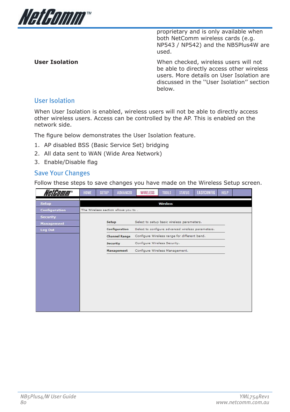 User isolation, Save your changes | Nortel Networks NB5PLUS4/W User Manual | Page 80 / 112