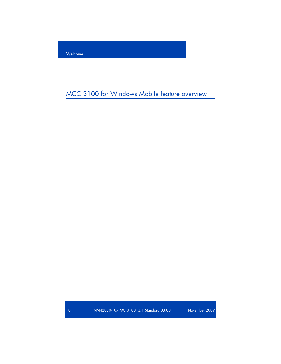 Mcc 3100 for windows mobile feature overview | Nortel Networks NN42030-107 User Manual | Page 10 / 112