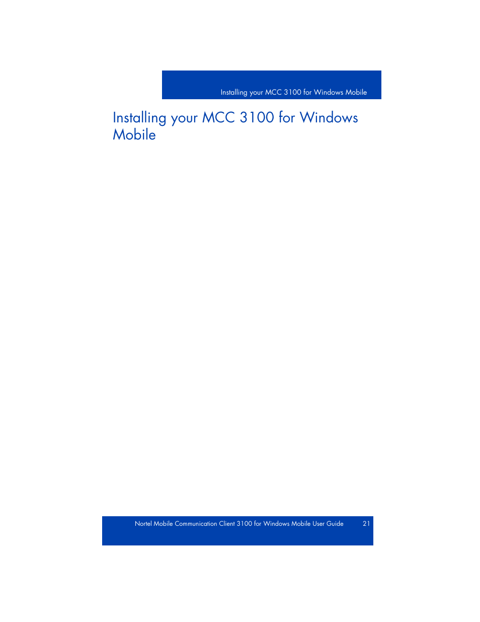 Installing your mcc 3100 for windows mobile | Nortel Networks NN42030-107 User Manual | Page 21 / 112