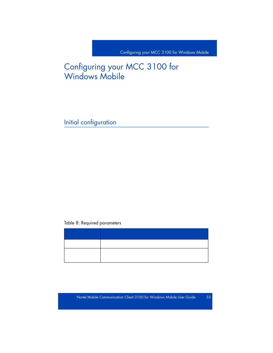 Configuring your mcc 3100 for windows mobile, Initial configuration, Configuring your mcc3100 for windows mobile | Nortel Networks NN42030-107 User Manual | Page 33 / 112