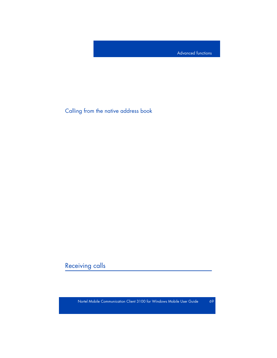 Receiving calls | Nortel Networks NN42030-107 User Manual | Page 69 / 112