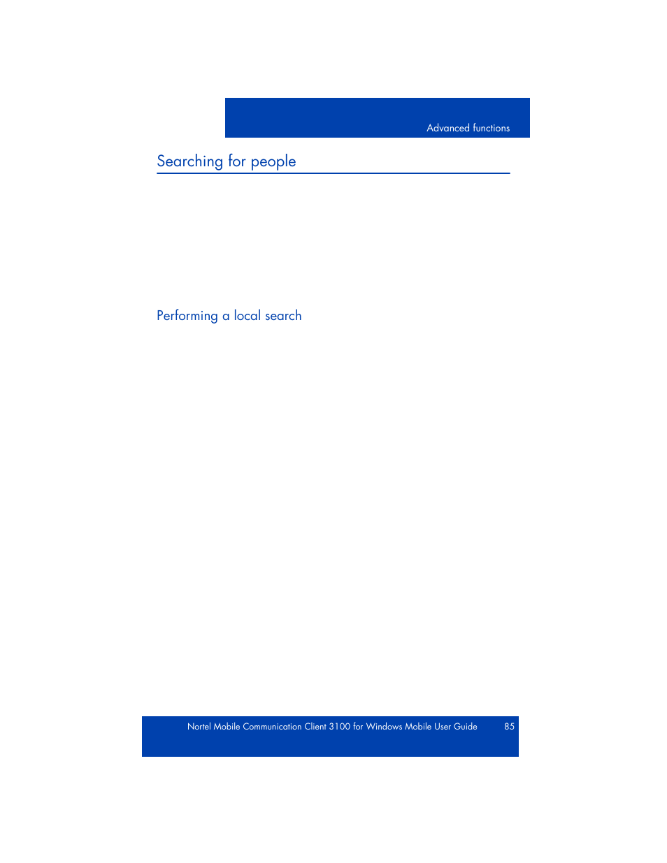 Searching for people, Searching the local directories | Nortel Networks NN42030-107 User Manual | Page 85 / 112