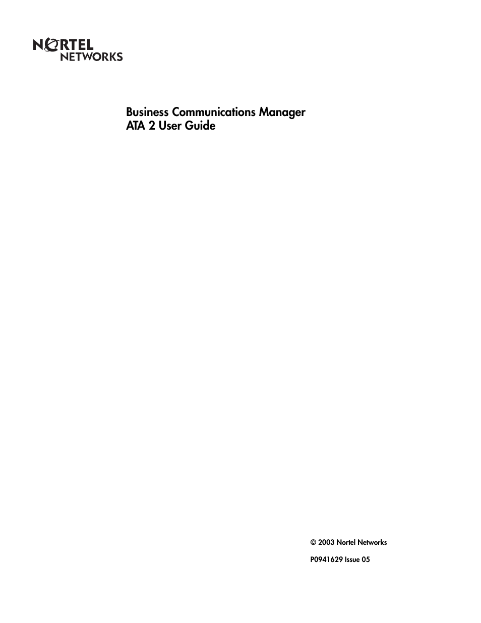 Nortel Networks ATA 2 User Manual | 16 pages