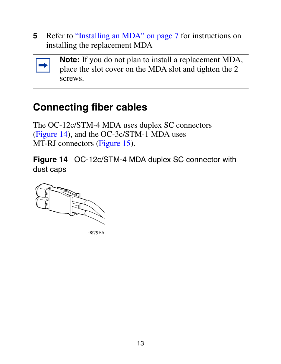 Connecting fiber cables | Nortel Networks 8672ATMM User Manual | Page 15 / 26