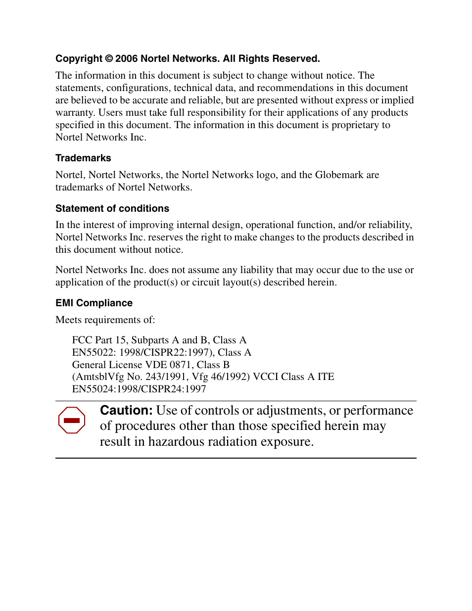 Caution | Nortel Networks 8672ATMM User Manual | Page 2 / 26