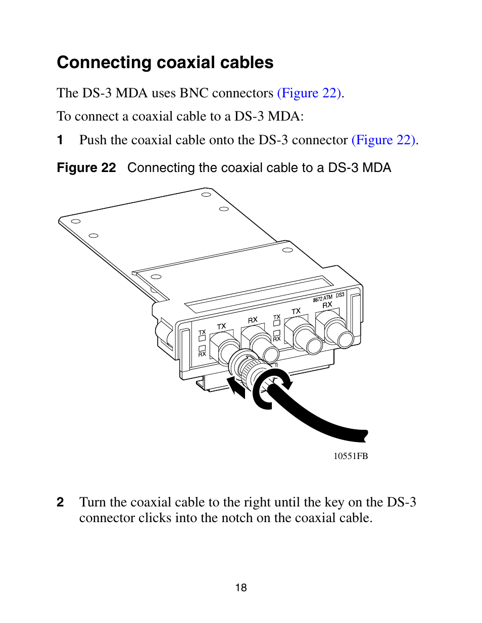 Connecting coaxial cables | Nortel Networks 8672ATMM User Manual | Page 20 / 26