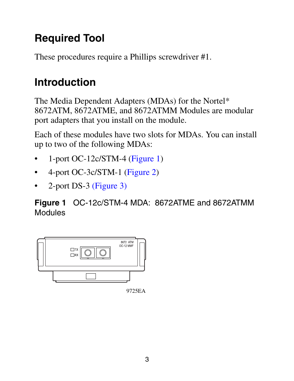 Required tool, Introduction | Nortel Networks 8672ATMM User Manual | Page 5 / 26