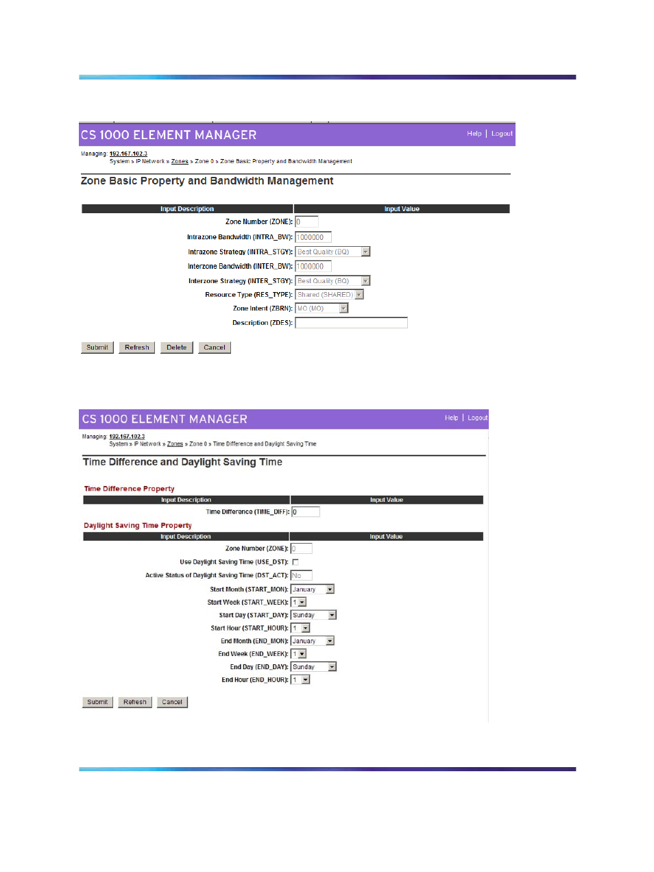 Figure 68 zone time difference and time zone | Nortel Networks NN43001-314 User Manual | Page 214 / 418