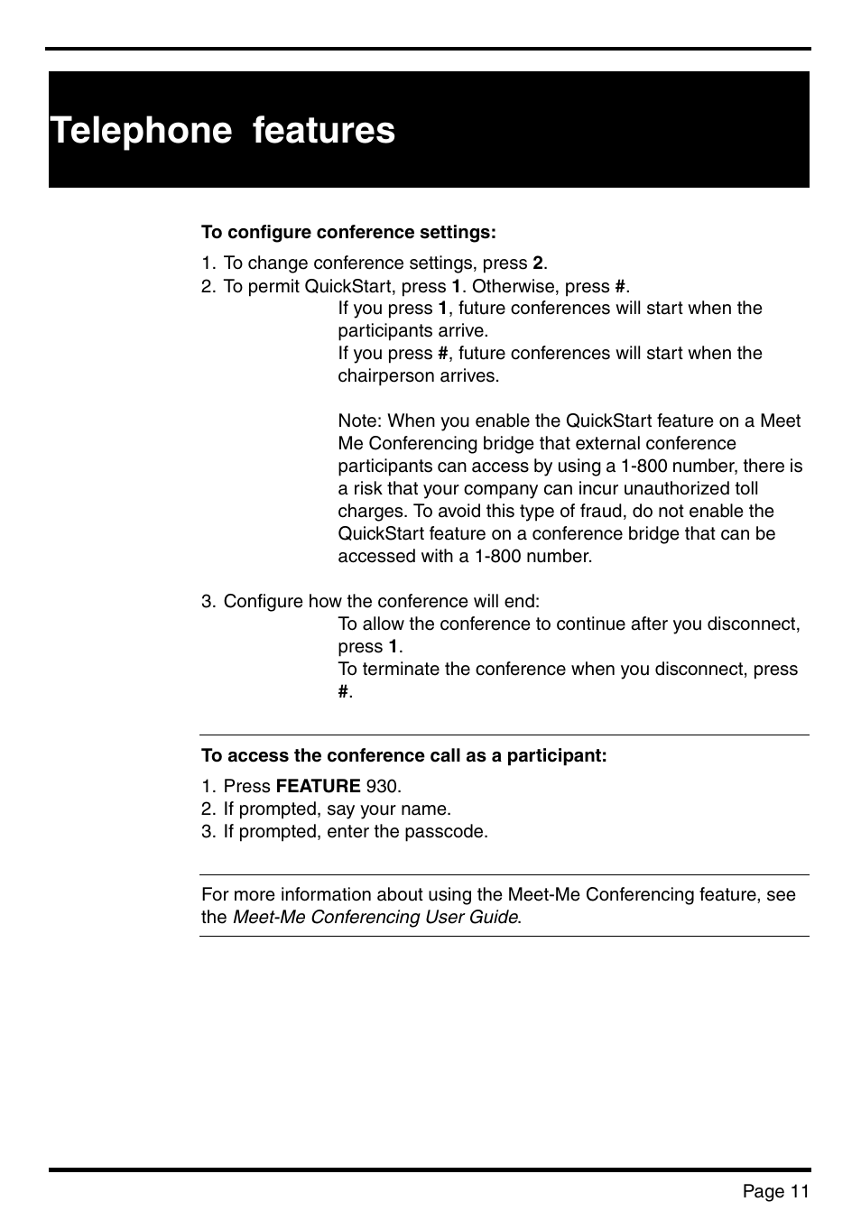 Telephone features | Nortel Networks BCM 450 User Manual | Page 11 / 21