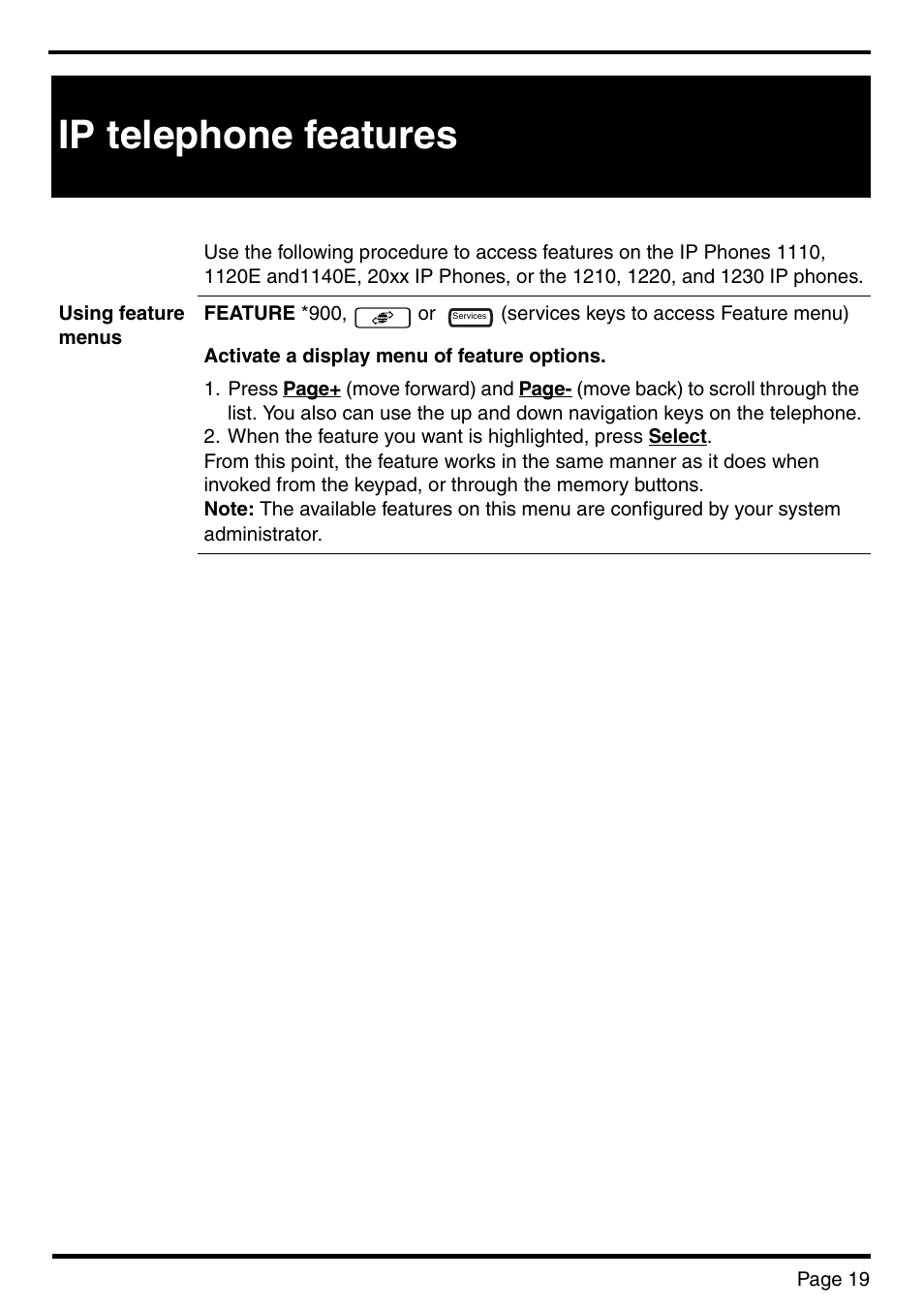 Ip telephone features | Nortel Networks BCM 450 User Manual | Page 19 / 21