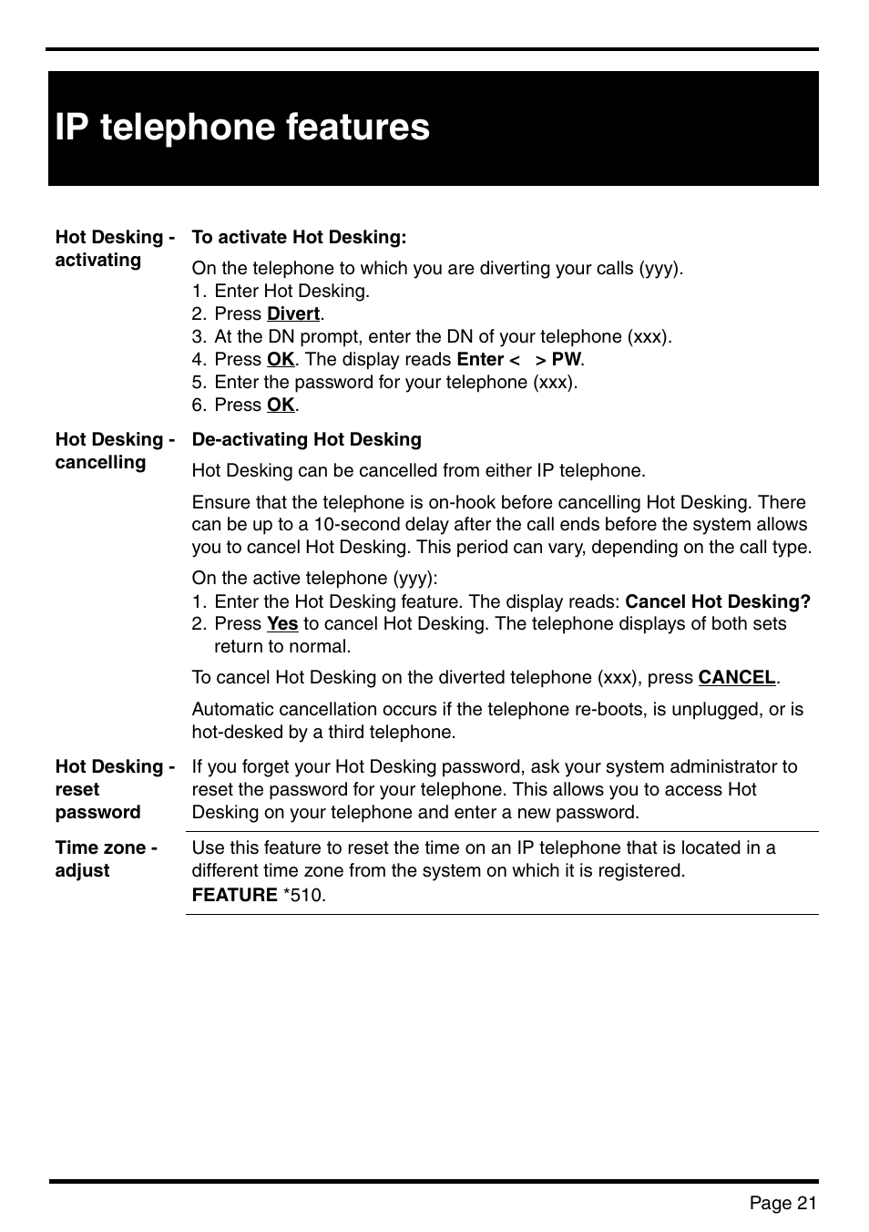 Ip telephone features | Nortel Networks BCM 450 User Manual | Page 21 / 21