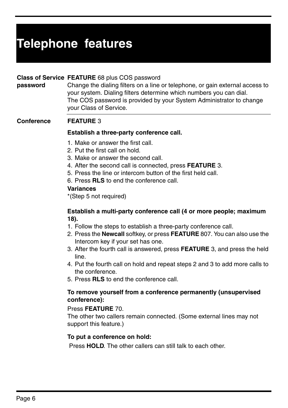 Telephone features | Nortel Networks BCM 450 User Manual | Page 6 / 21