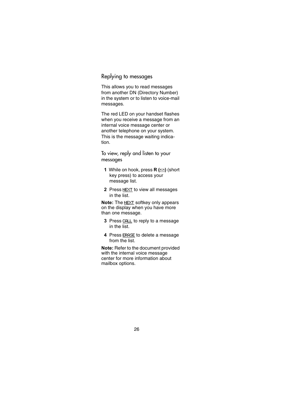 Replying to messages | Nortel Networks 414X User Manual | Page 26 / 52