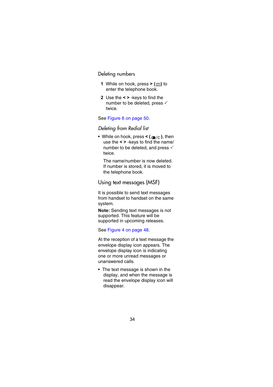 Using text messages (msf) | Nortel Networks 414X User Manual | Page 34 / 52