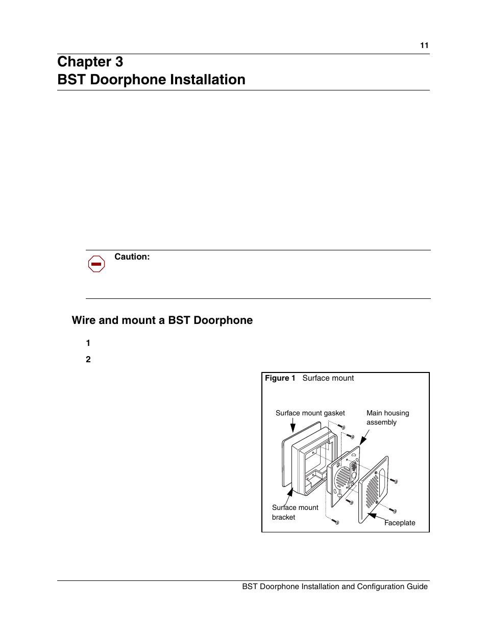 Bst doorphone installation, Wire and mount a bst doorphone, Chapter 3 bst doorphone installation | Nortel Networks BST Doorphone User Manual | Page 11 / 18