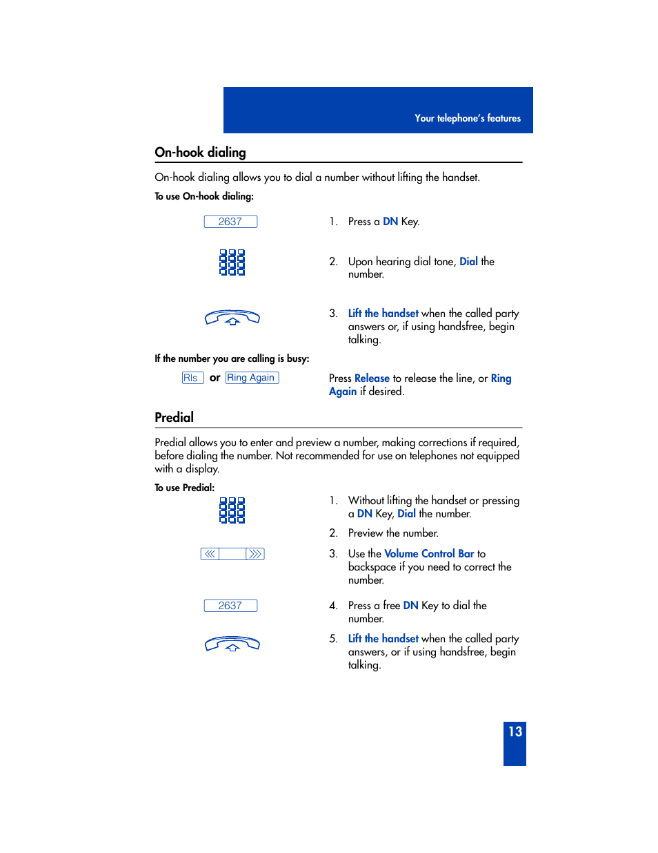 On-hook dialing, Predial | Nortel Networks M2006 User Manual | Page 19 / 74