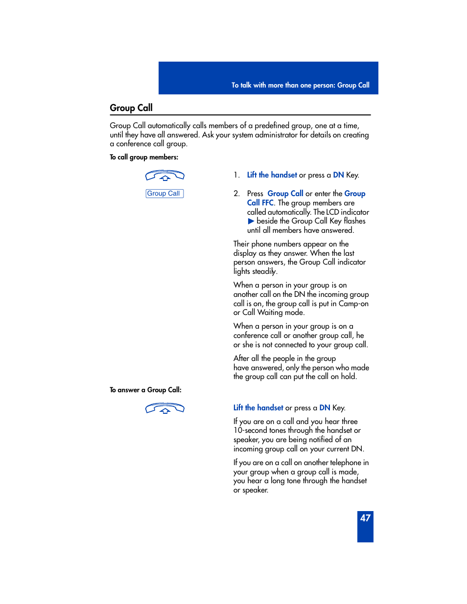 Group call | Nortel Networks M2006 User Manual | Page 53 / 74