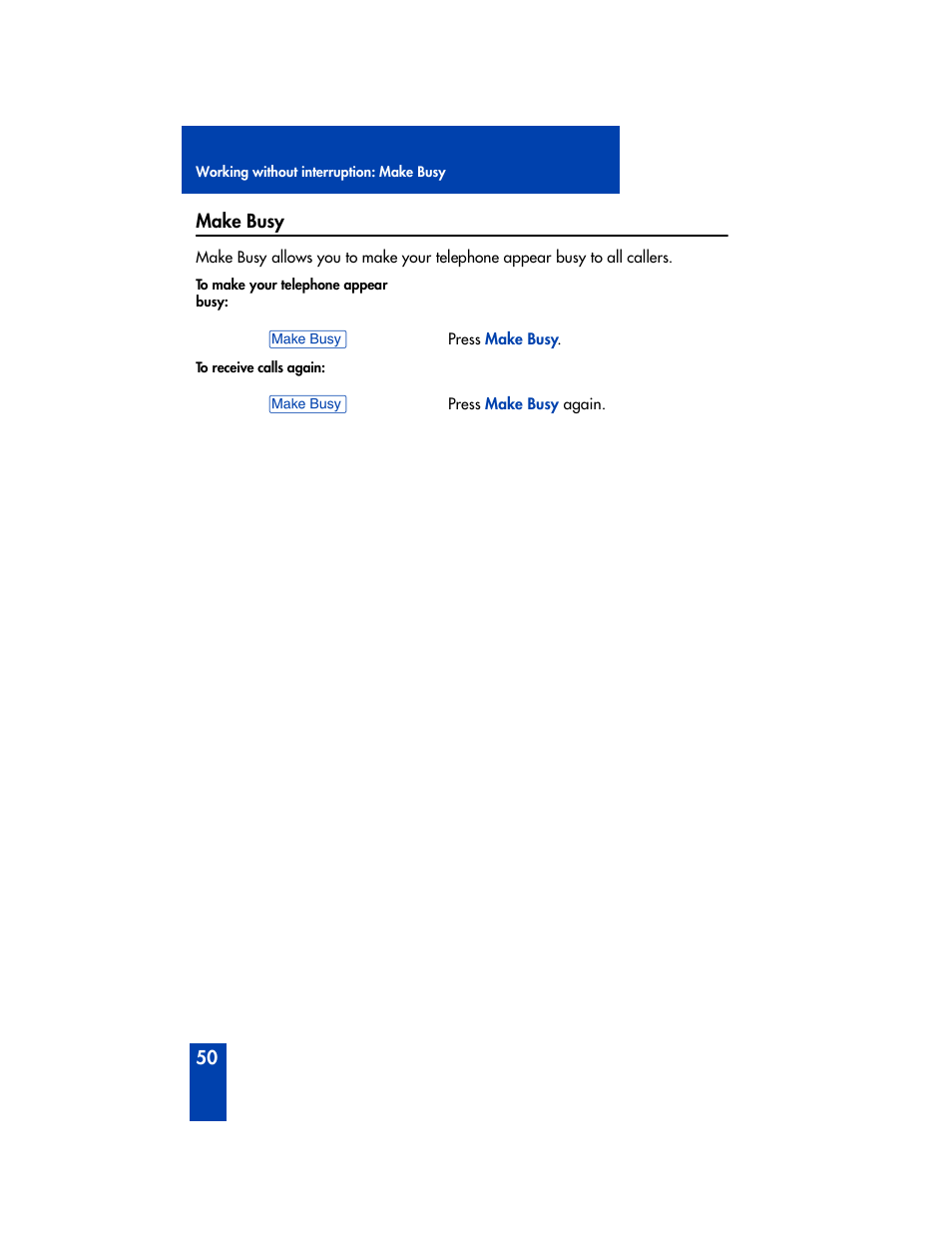 Make busy | Nortel Networks M2006 User Manual | Page 56 / 74