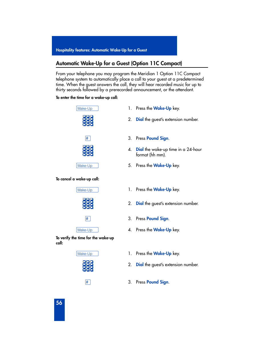 Automatic wake-up for a guest (option 11c compact) | Nortel Networks M2006 User Manual | Page 62 / 74