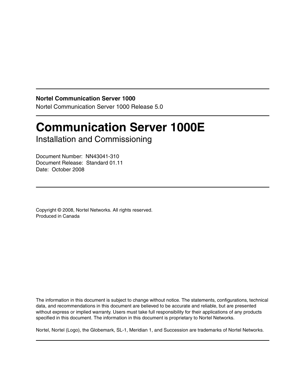 Nortel Networks 1000E User Manual | 468 pages