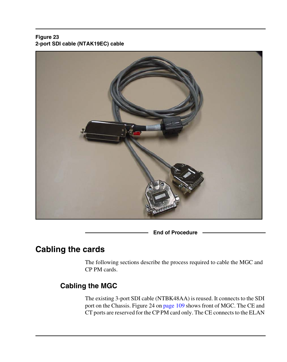 Cabling the cards, Cabling the mgc | Nortel Networks 1000E User Manual | Page 107 / 468