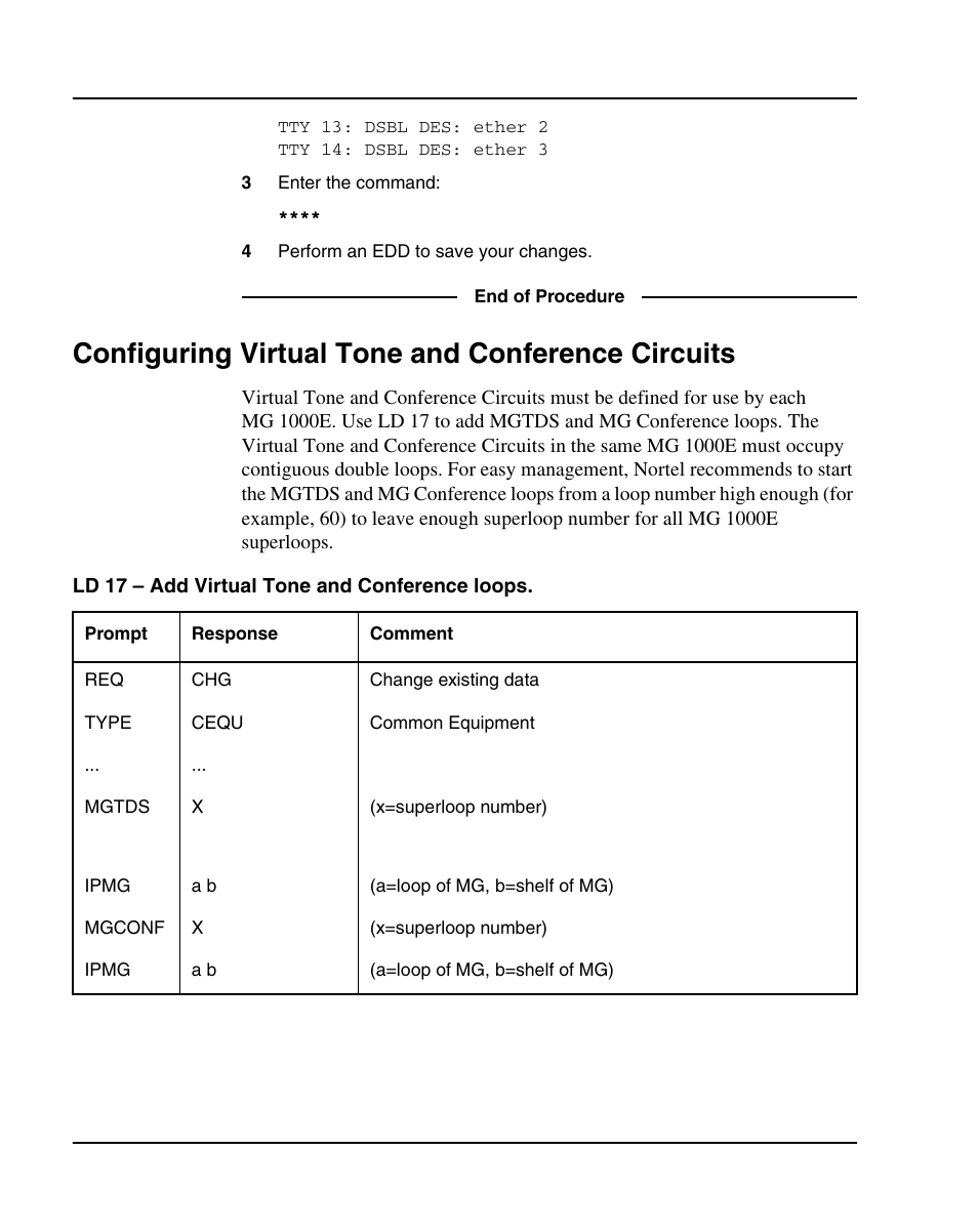 Configuring virtual tone and conference circuits | Nortel Networks 1000E User Manual | Page 160 / 468