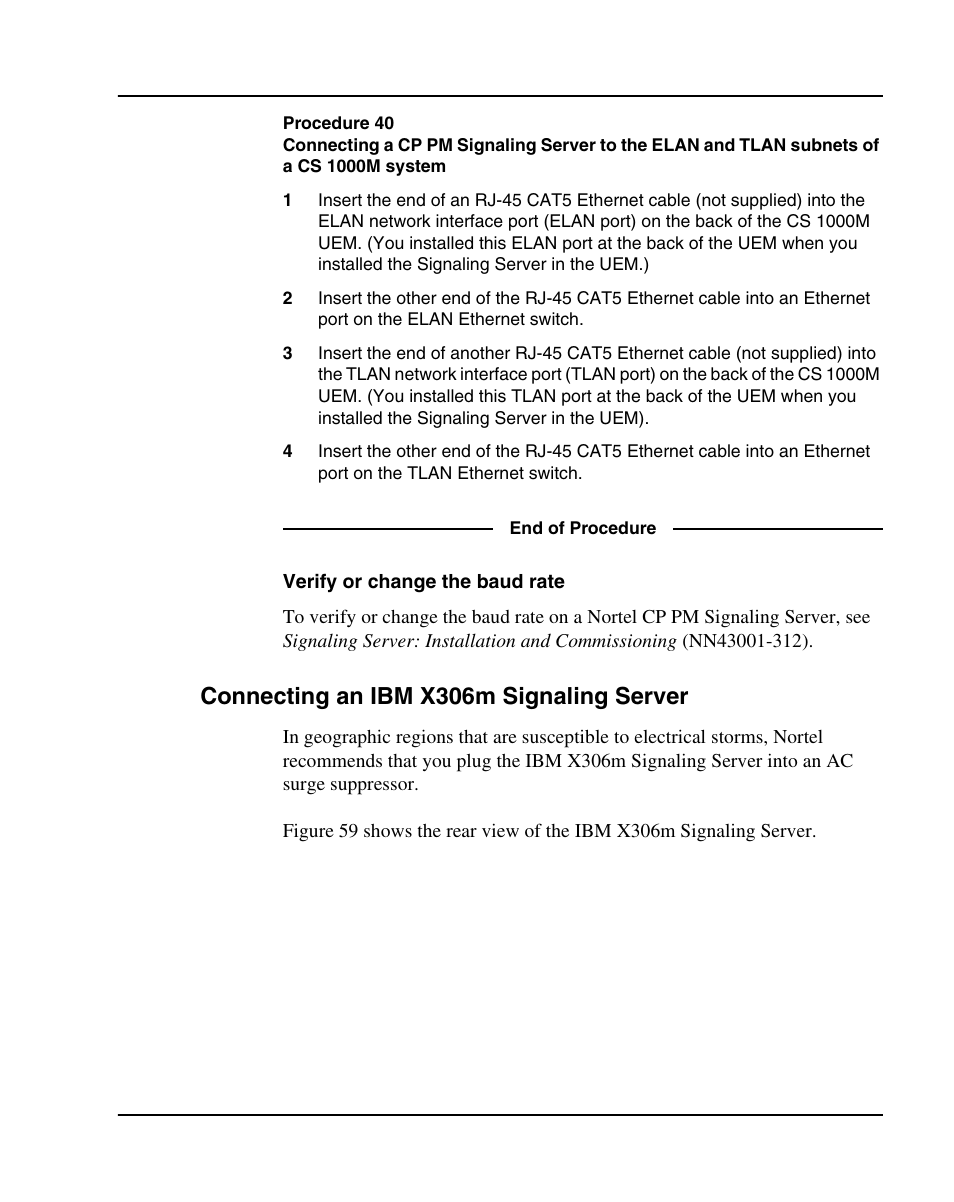 Connecting an ibm x306m signaling server | Nortel Networks 1000E User Manual | Page 185 / 468