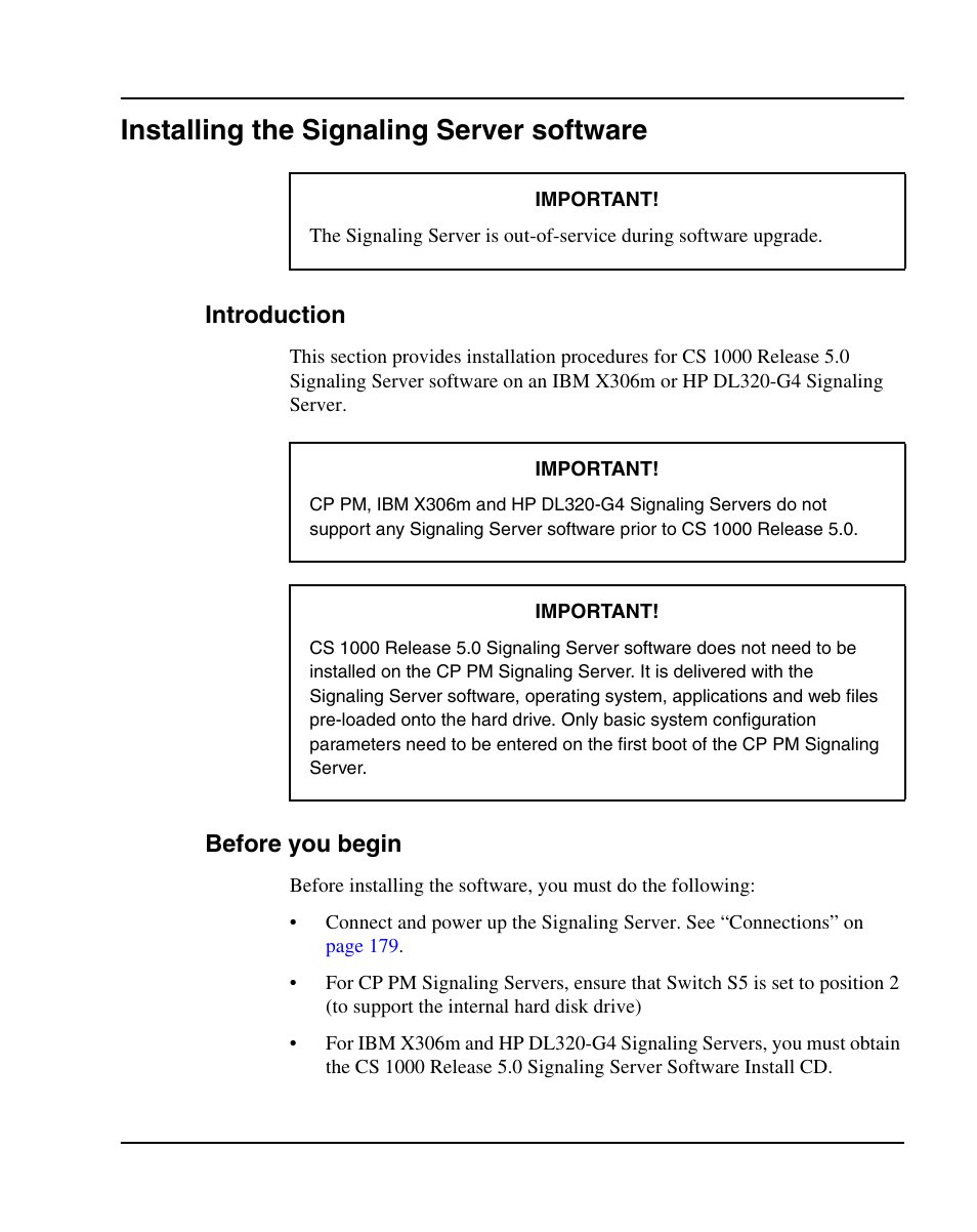 Installing the signaling server software, Introduction, Before you begin | Nortel Networks 1000E User Manual | Page 189 / 468