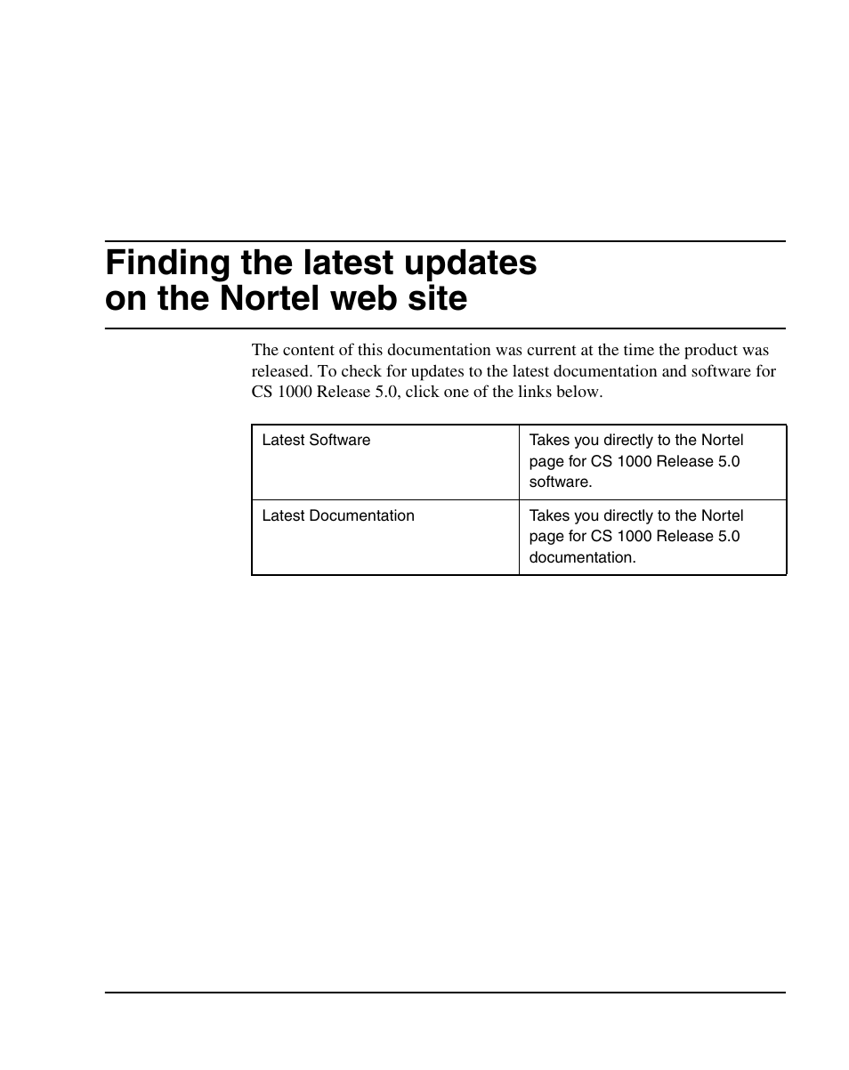 Finding the latest updates on the nortel web site | Nortel Networks 1000E User Manual | Page 25 / 468