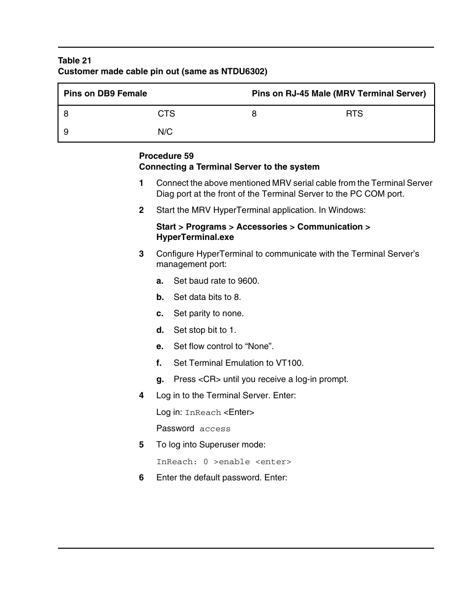 Follow procedure 59 to connect | Nortel Networks 1000E User Manual | Page 269 / 468