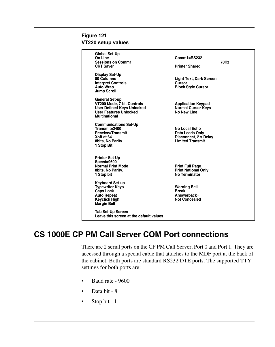 Cs 1000e cp pm call server com port connections | Nortel Networks 1000E User Manual | Page 281 / 468