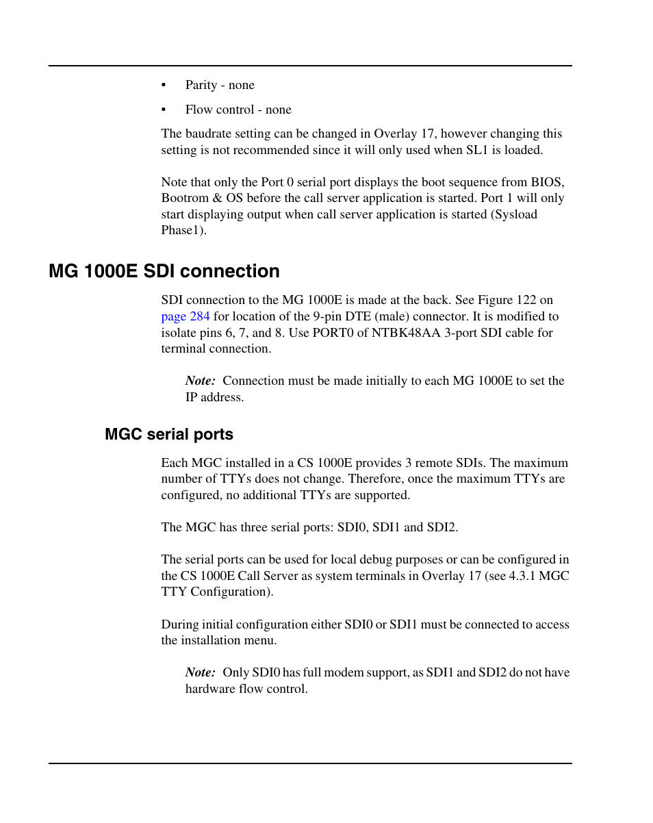 Mg 1000e sdi connection, Mgc serial ports | Nortel Networks 1000E User Manual | Page 282 / 468