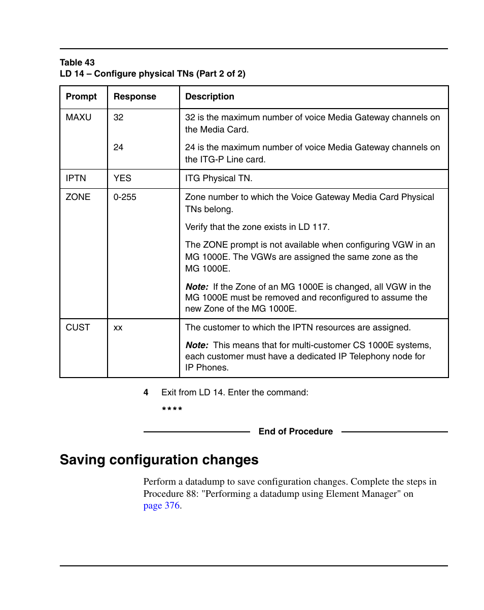Saving configuration changes | Nortel Networks 1000E User Manual | Page 327 / 468