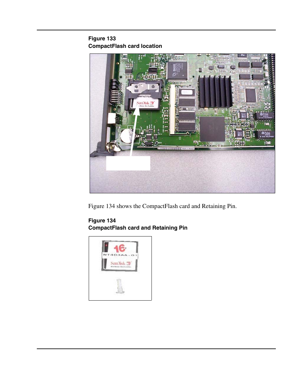 Figure 133 on, Shows the compactflash | Nortel Networks 1000E User Manual | Page 329 / 468