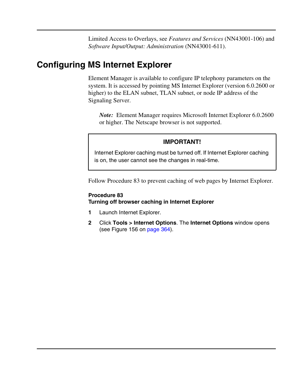 Configuring ms internet explorer | Nortel Networks 1000E User Manual | Page 363 / 468