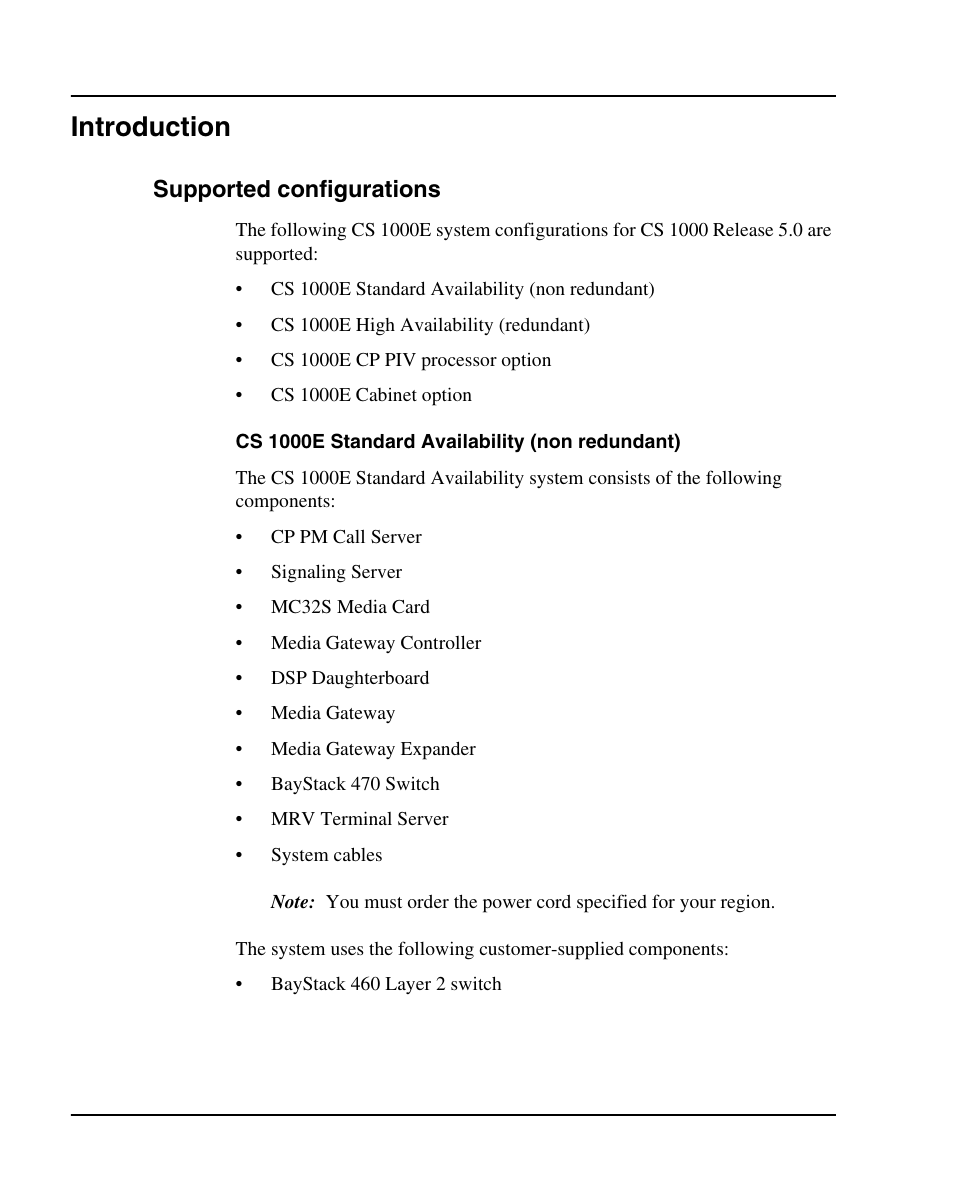 Introduction, Supported configurations | Nortel Networks 1000E User Manual | Page 40 / 468