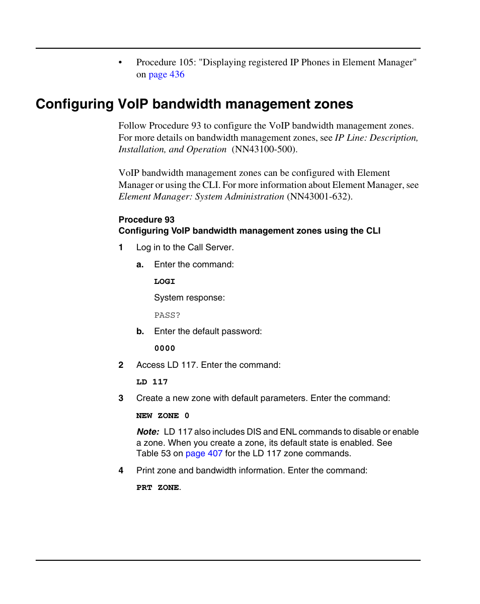 Configuring voip bandwidth management zones, Configuring voip bandwidth management zones” on | Nortel Networks 1000E User Manual | Page 406 / 468