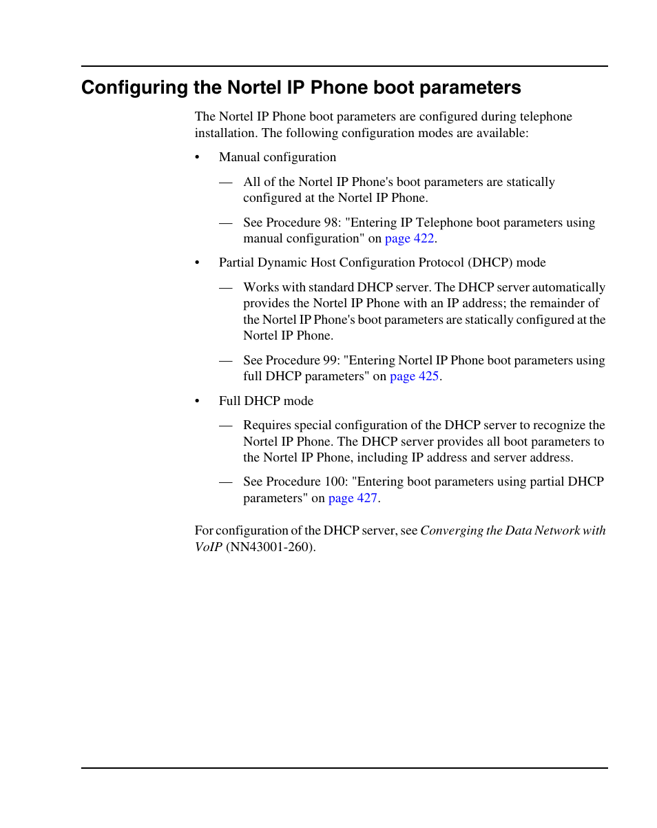 Configuring the nortel ip phone boot parameters | Nortel Networks 1000E User Manual | Page 421 / 468