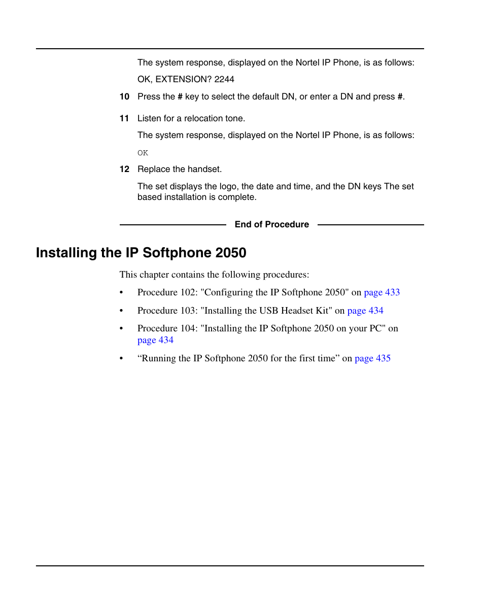 Installing the ip softphone 2050 | Nortel Networks 1000E User Manual | Page 432 / 468