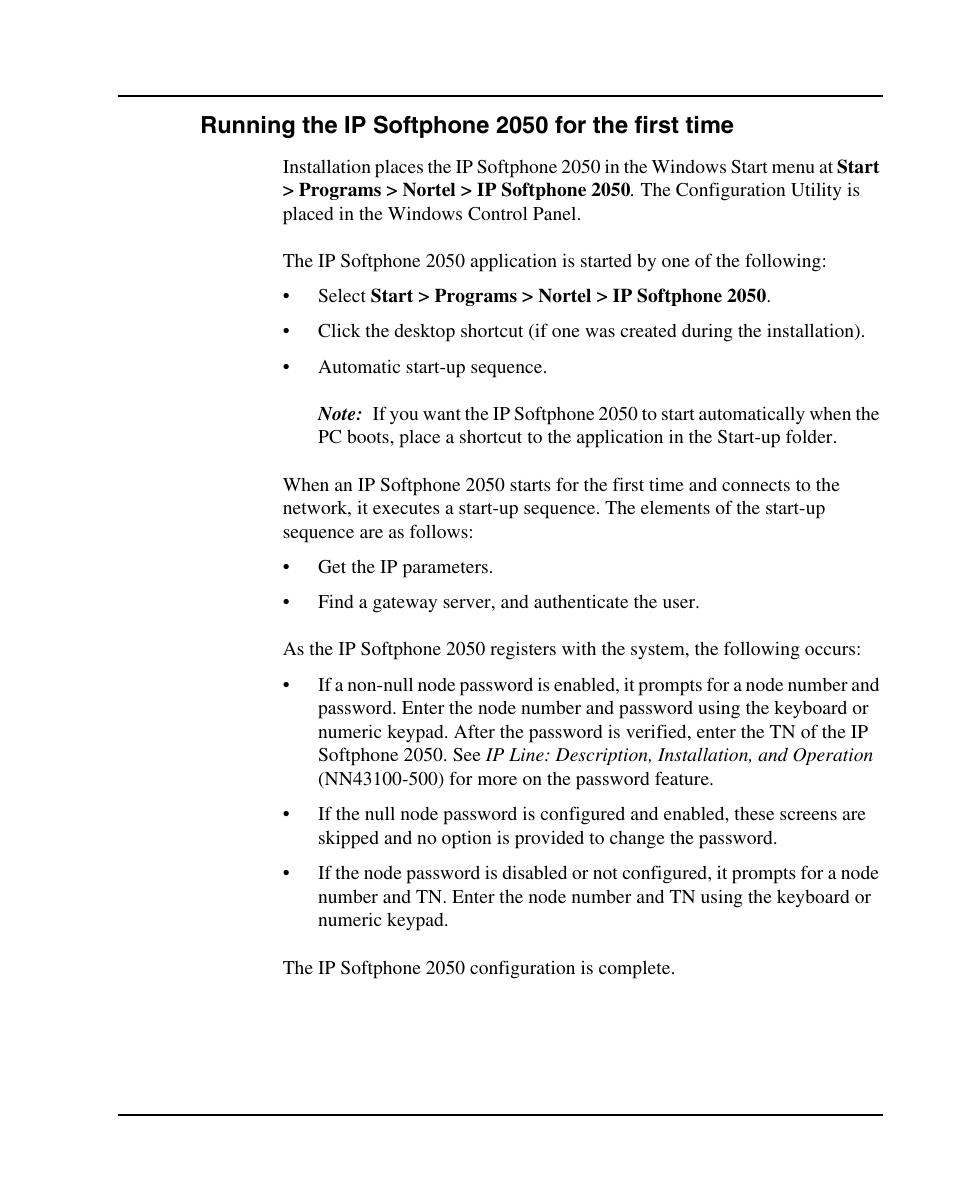 Running the ip softphone 2050 for the first time | Nortel Networks 1000E User Manual | Page 435 / 468