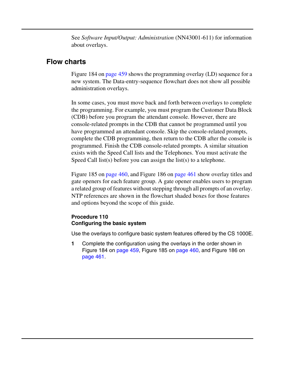 Flow charts, Procedure 110 configuring the basic system | Nortel Networks 1000E User Manual | Page 458 / 468