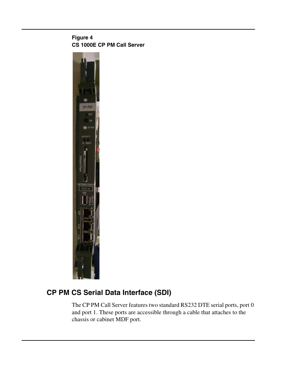 Cp pm cs serial data interface (sdi) | Nortel Networks 1000E User Manual | Page 50 / 468