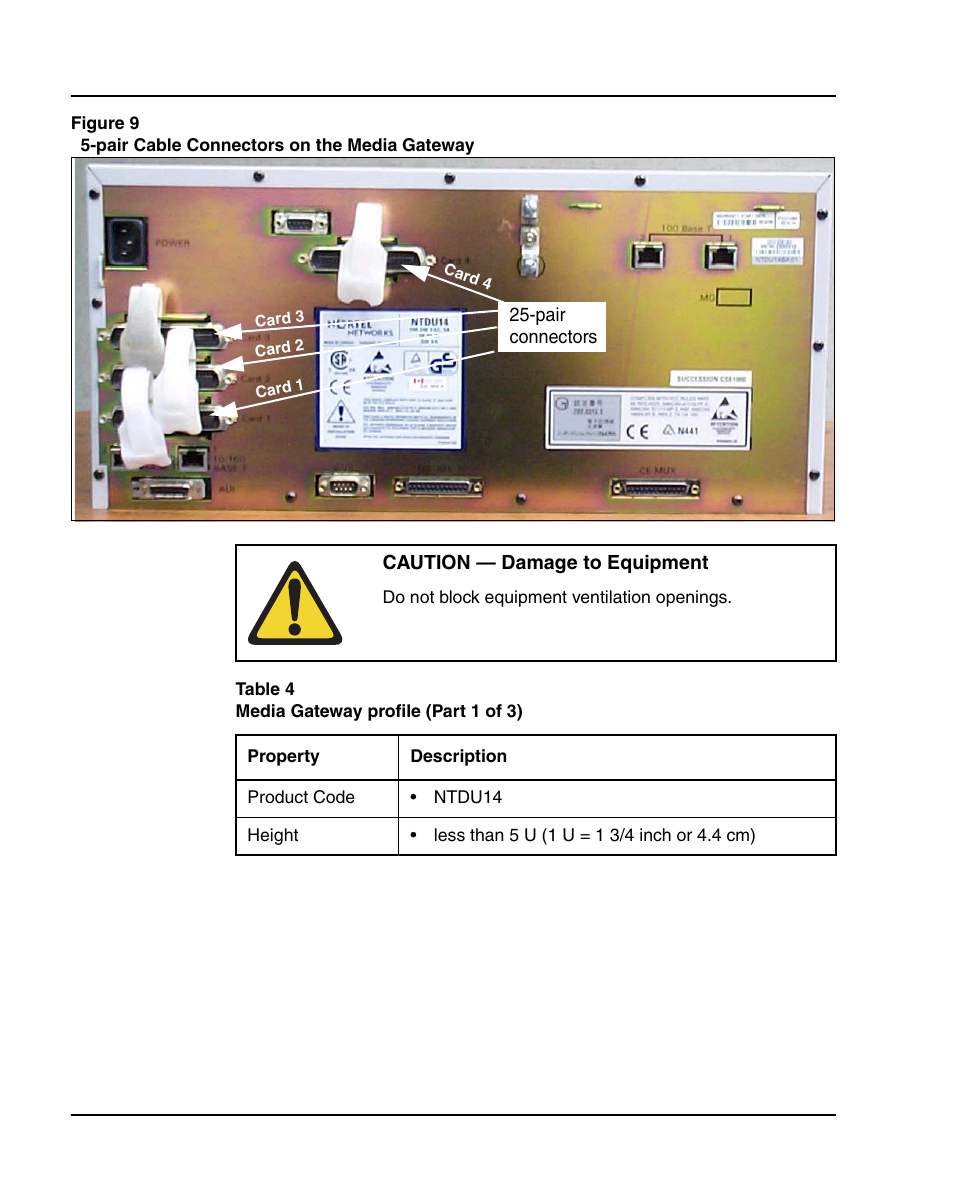 In figure 9 on, D table 4 on | Nortel Networks 1000E User Manual | Page 62 / 468