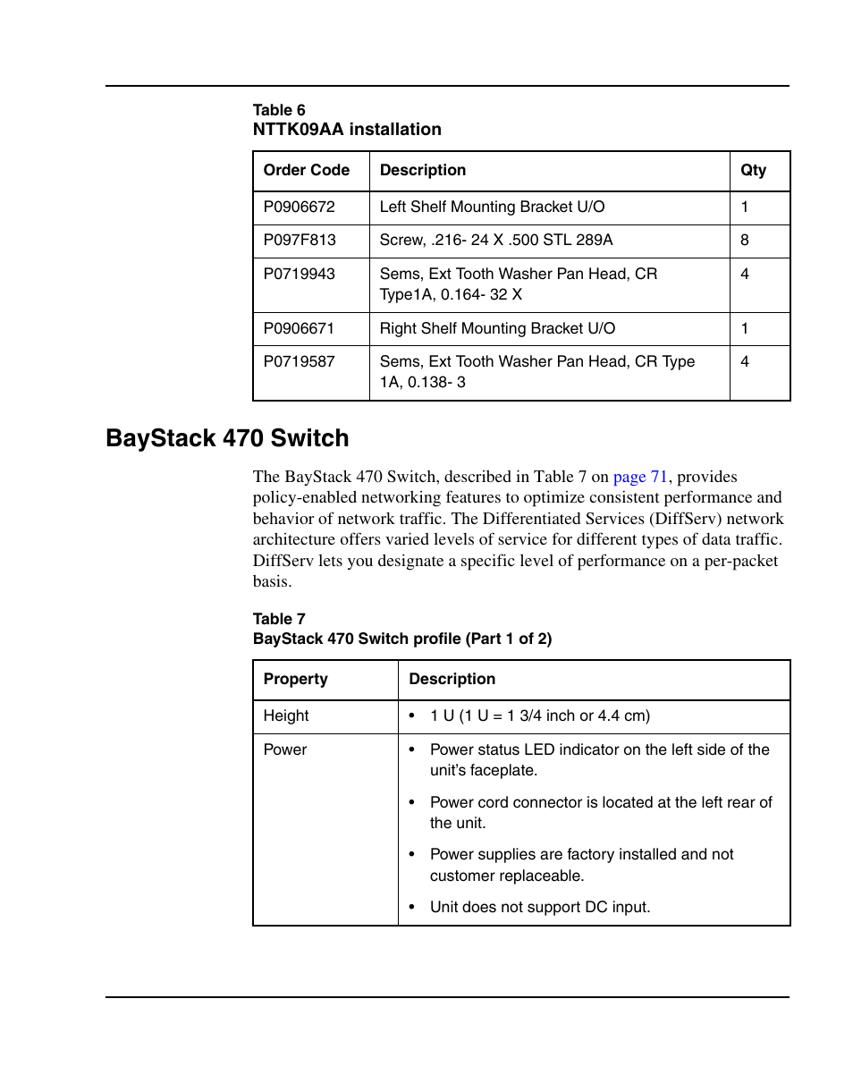 Baystack 470 switch | Nortel Networks 1000E User Manual | Page 71 / 468