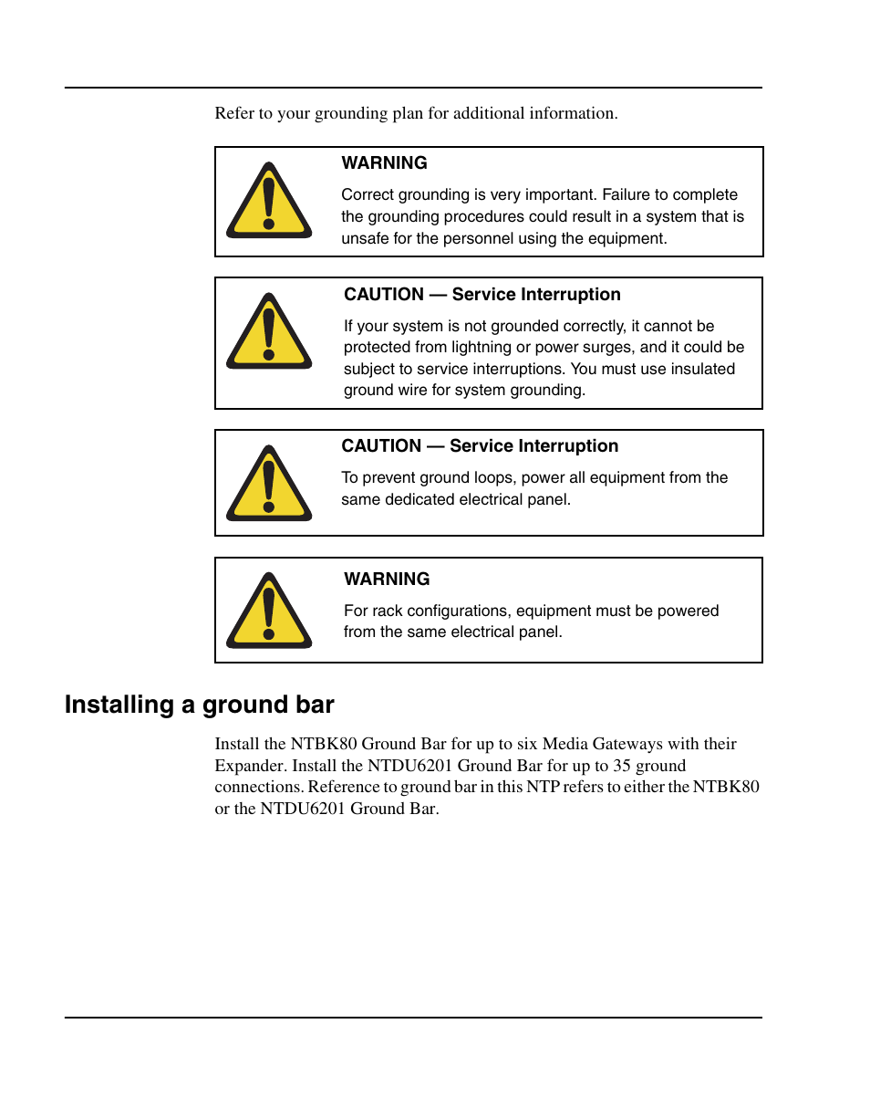 Installing a ground bar | Nortel Networks 1000E User Manual | Page 92 / 468