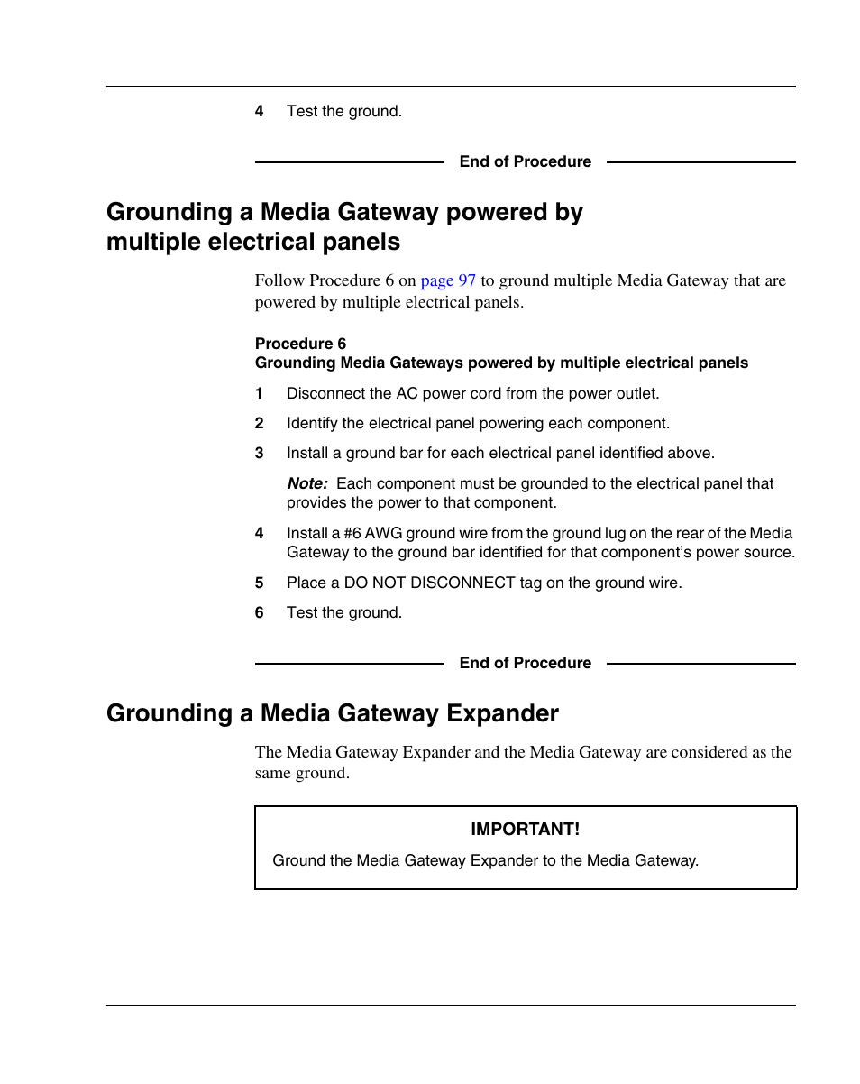 Grounding a media gateway expander | Nortel Networks 1000E User Manual | Page 97 / 468