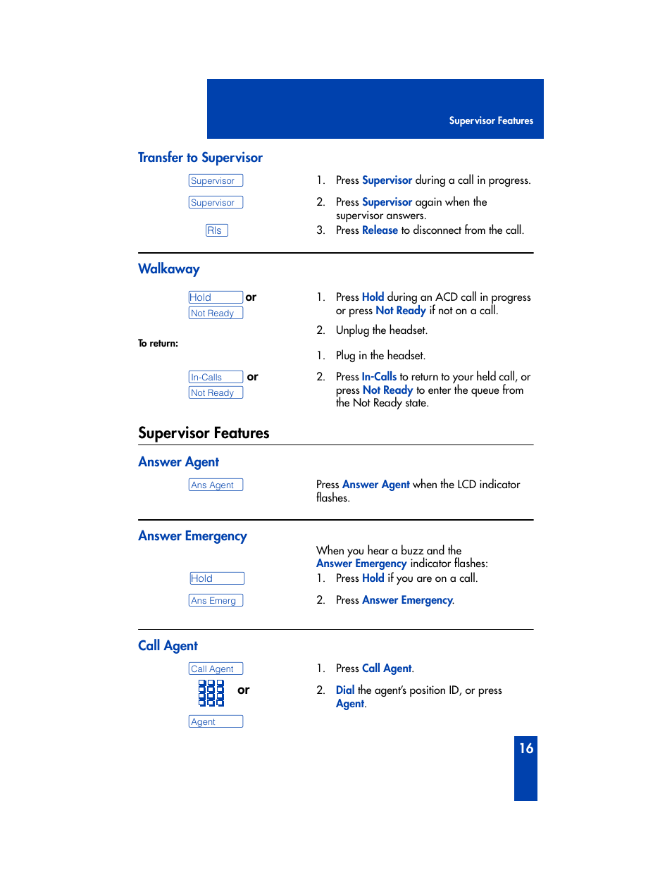 Supervisor features | Nortel Networks M2216ACD User Manual | Page 17 / 24