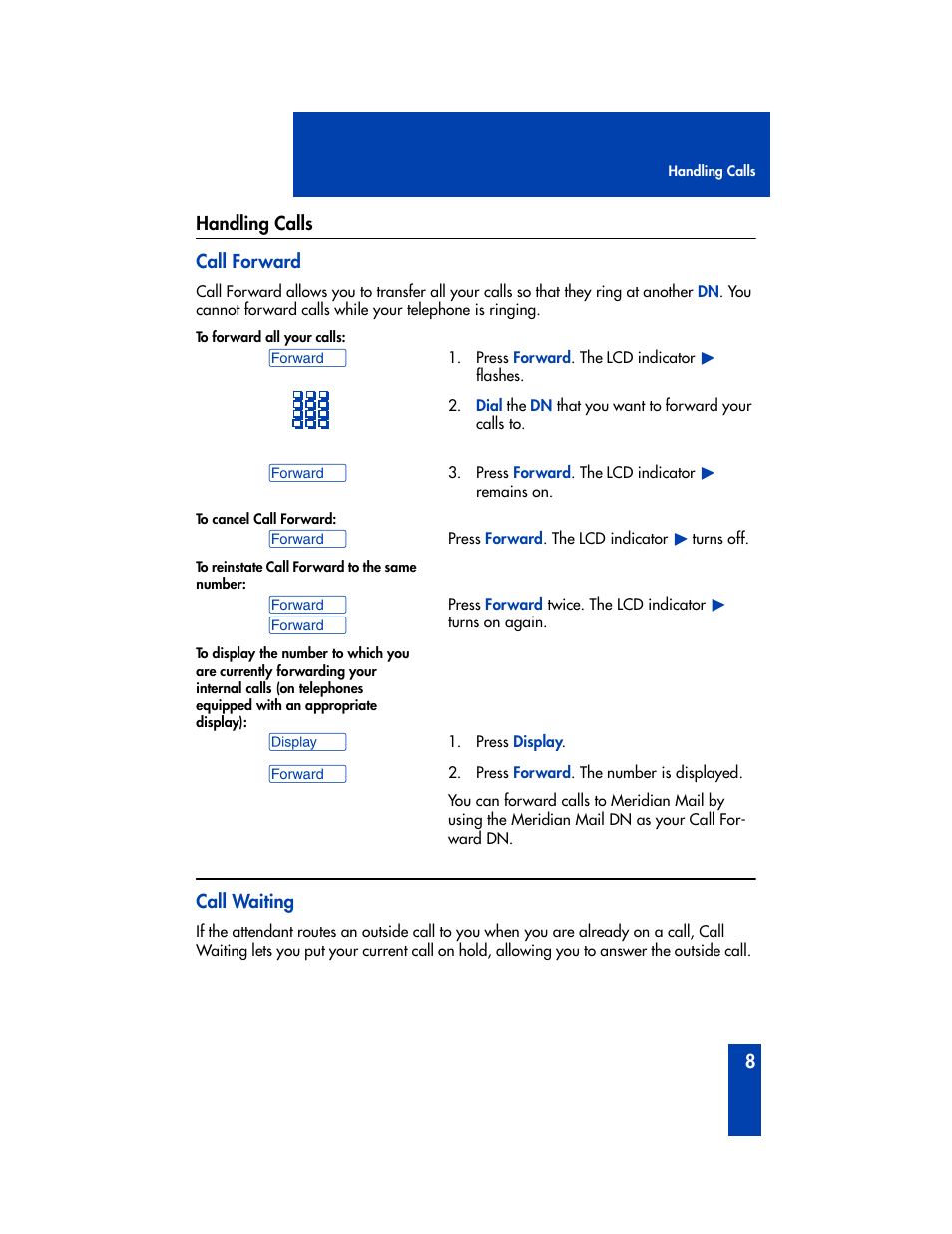 Handling calls | Nortel Networks M2216ACD User Manual | Page 9 / 24