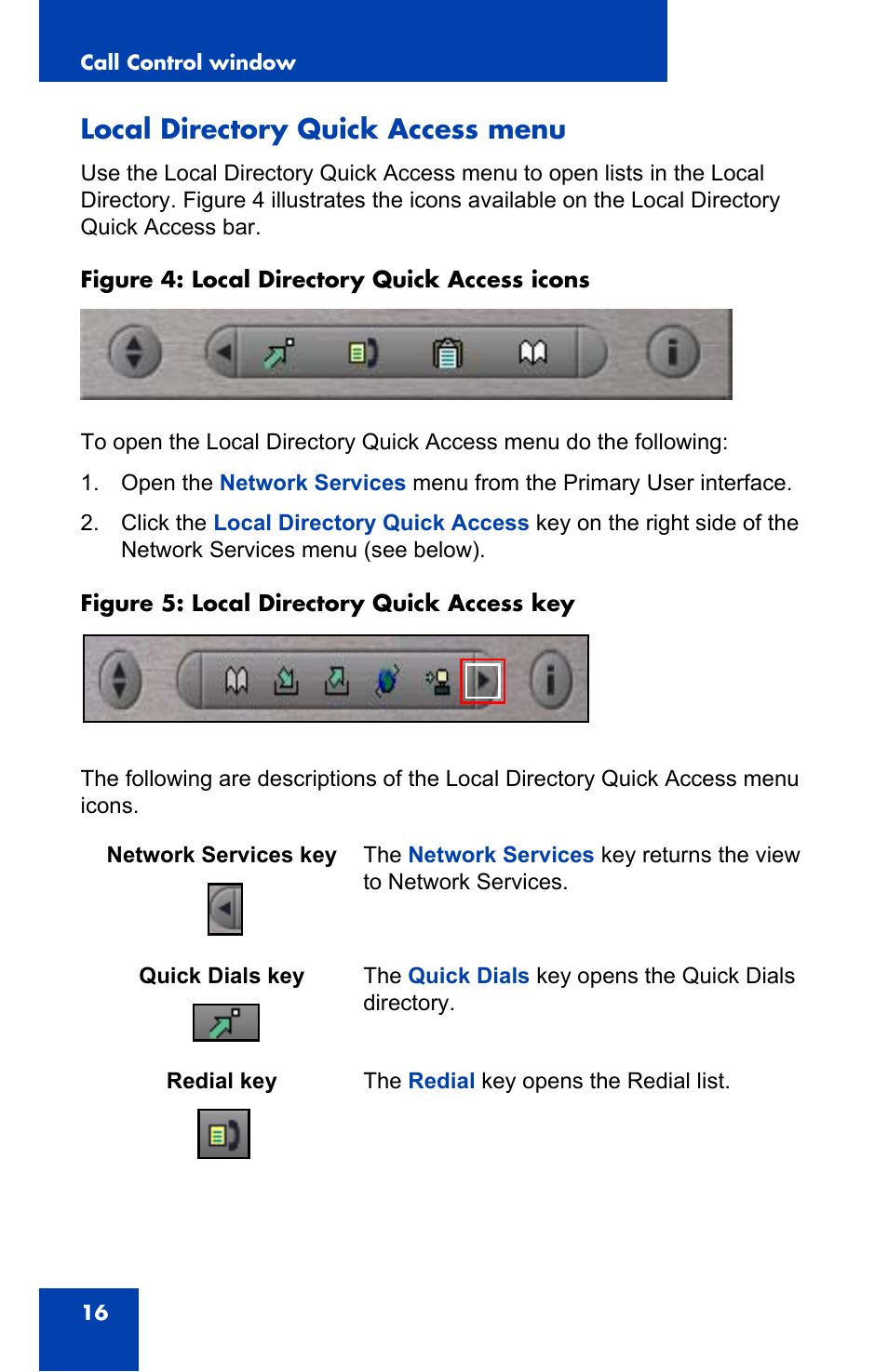 Local directory quick access menu | Nortel Networks 2050 User Manual | Page 16 / 46